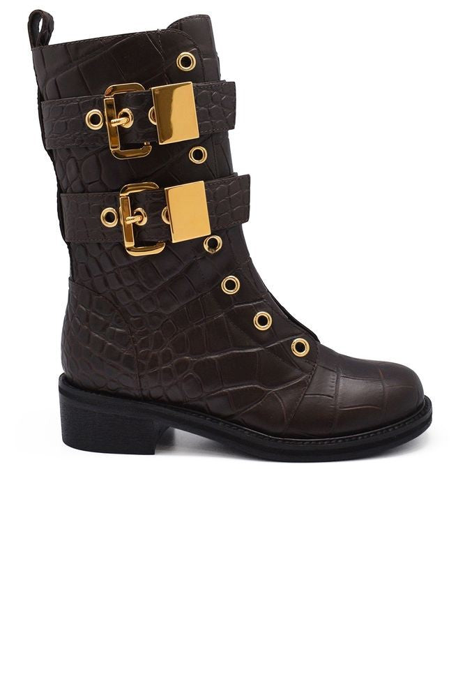 Giuseppe Zanotti Textured Crocodile Pattern Leather Boots