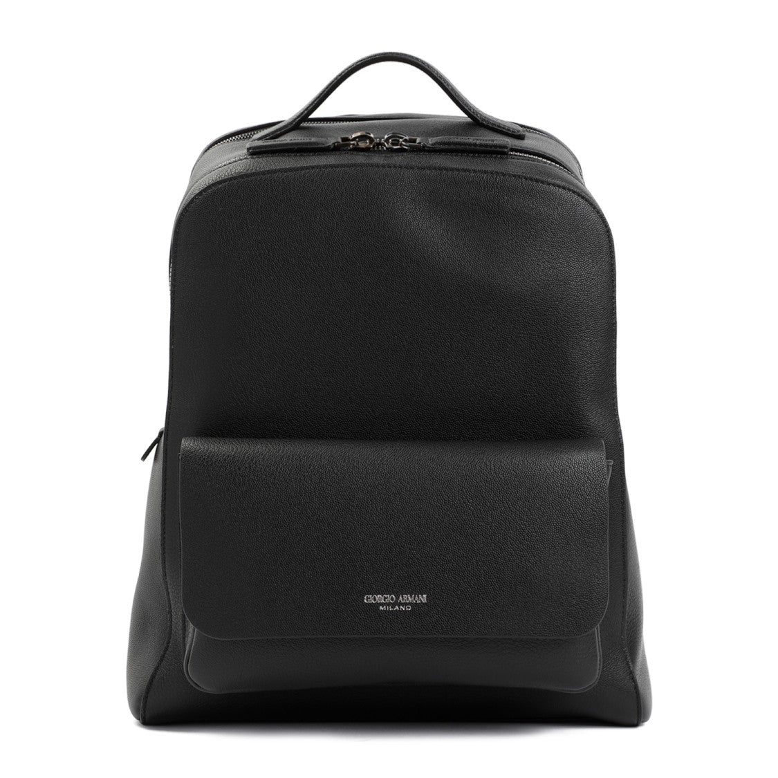 Giorgio Armani Black Grained Calf Leather Backpack