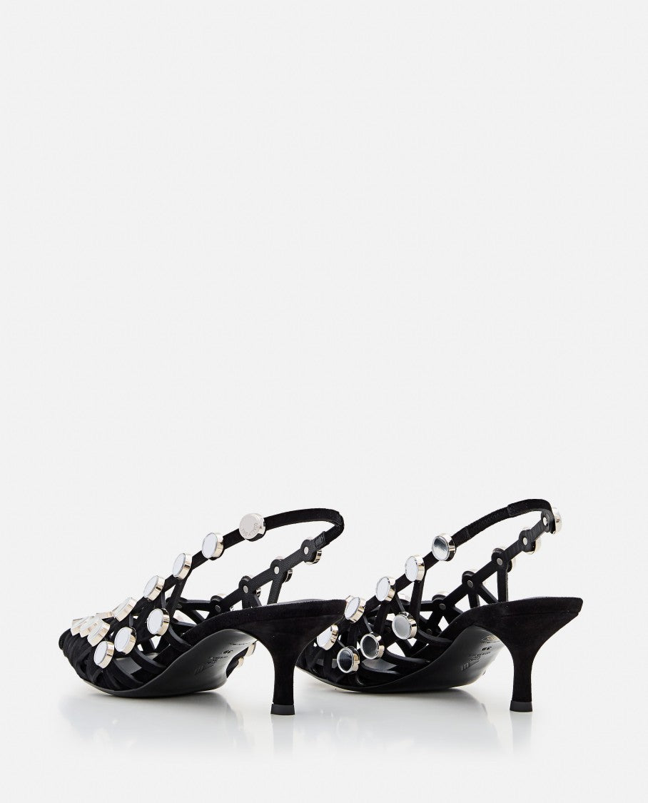 The Attico Black Suede Grid Slingback Shoes