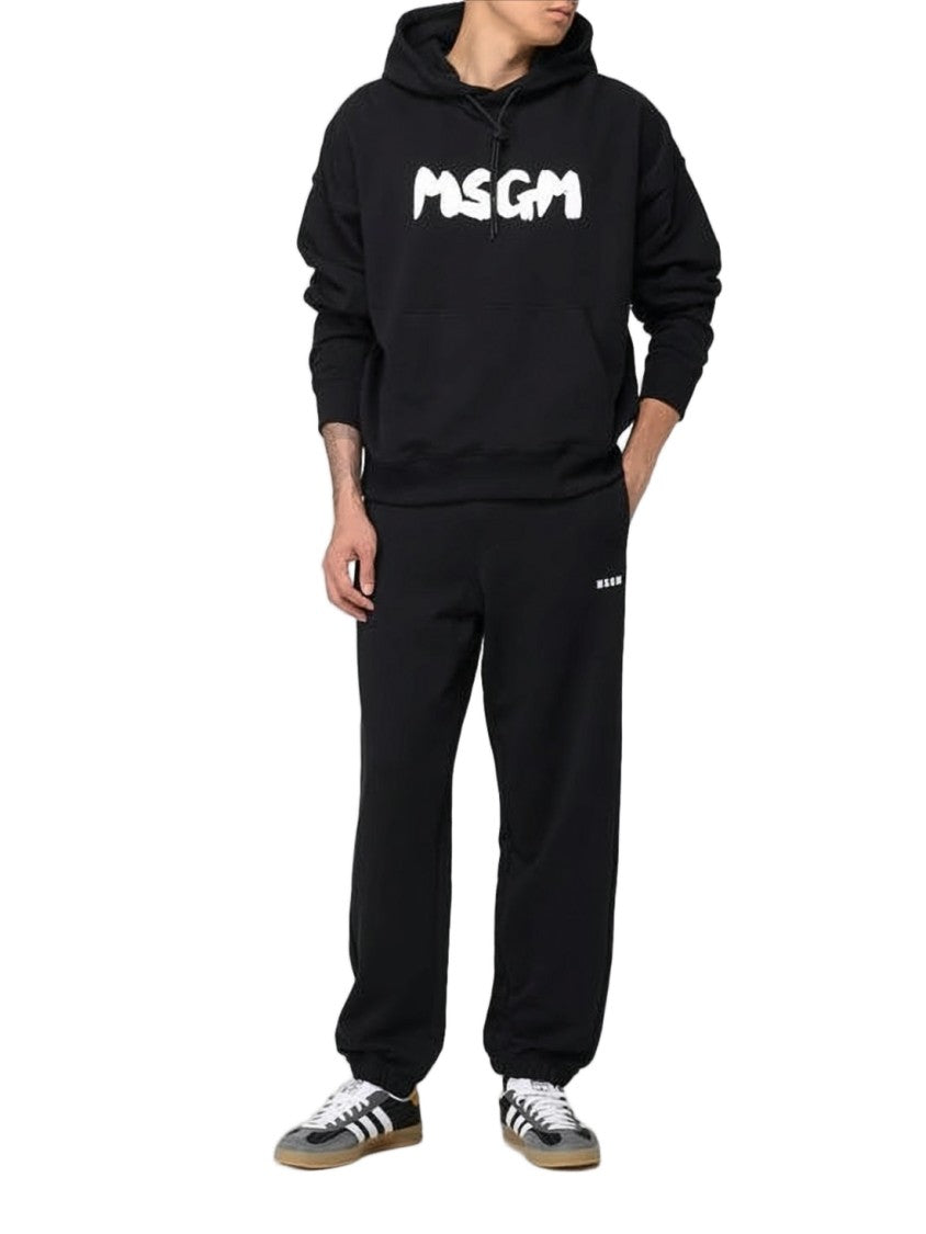 Msgm Relaxed Fit Hoodie With Contrasting Graphic Logo