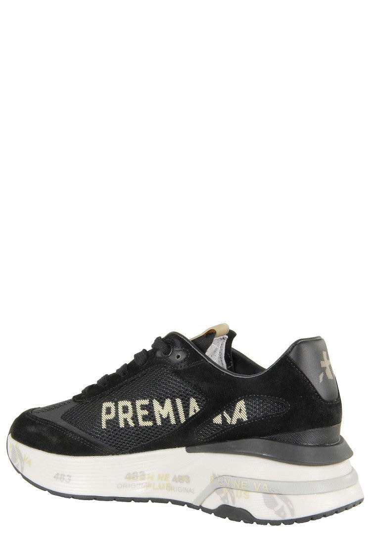 Premiata Round Toe Sneakers With Suede Inserts