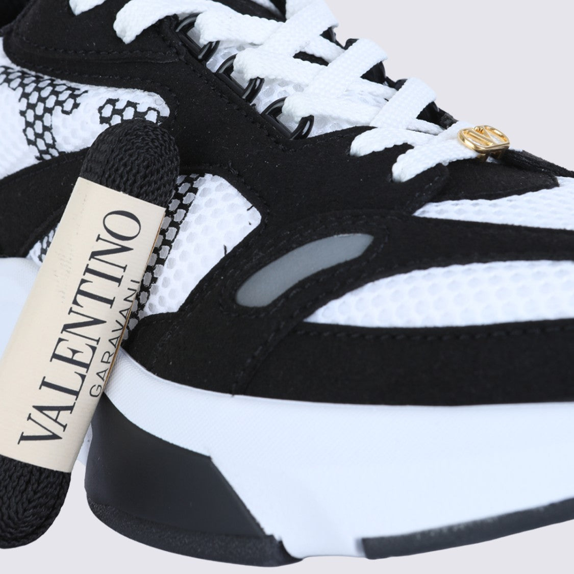 Valentino Garavani White Mesh Suede Demivee Sneakers