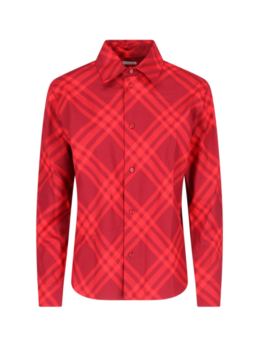 Burberry "Check" Logo Shirt – Red