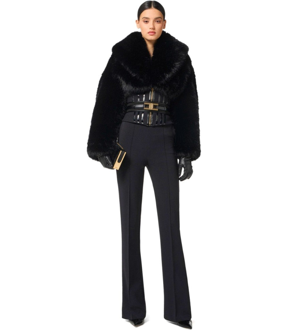 Elisabetta Franchi Flare Black Pants