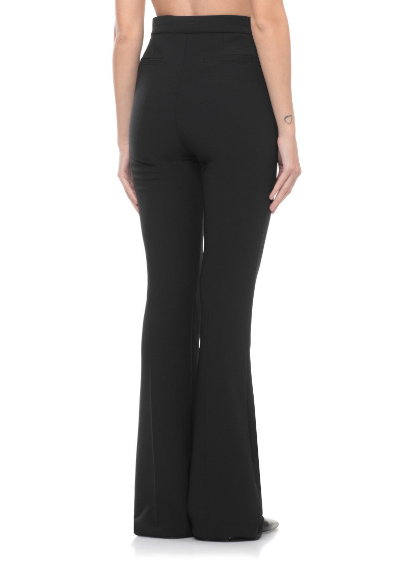 Elisabetta Franchi Black Metal Logo Straight-Leg Pants