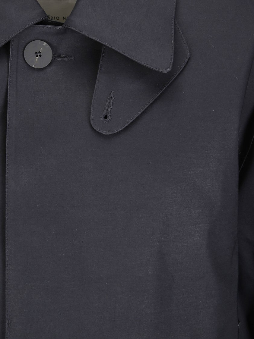 Studio Nicholson Bonded Short Mac With Structured Silhouette And Classic Elements