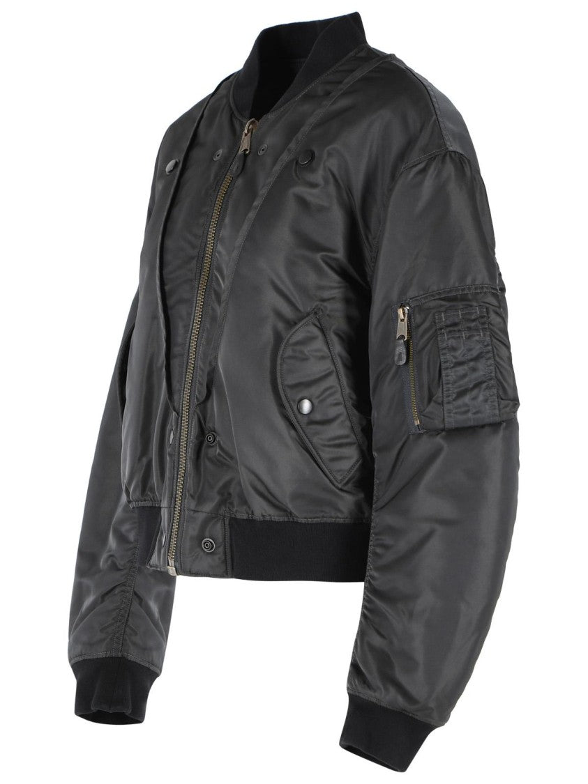 Maison Margiela Dark Grey Reversible Ribbed Polyamide Bomber Jacket