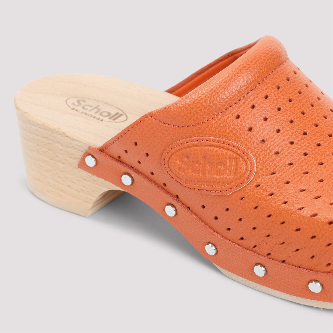 Balenciaga Pastel Orange Calf Leather Scholl Clog Mule