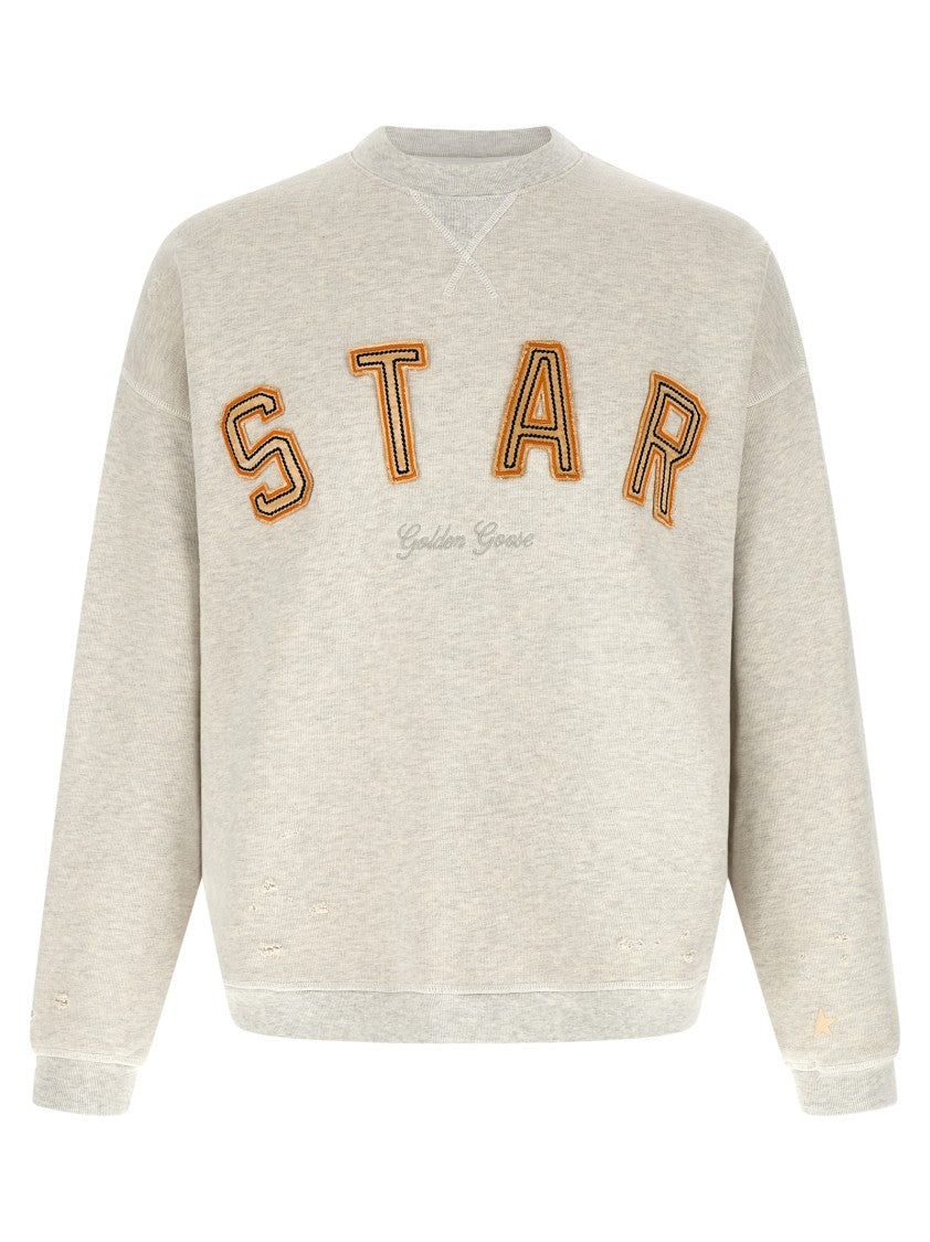 Golden Goose Used-Effect Cotton Sweatshirt With Embroidered Logo And Patch Detail
