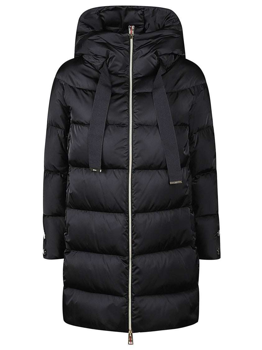 Herno Quilted Black A-Sahape Down Jacket With High Collar