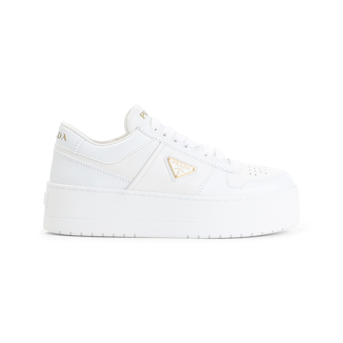 Prada White Leather Sneakers With Platform Sole