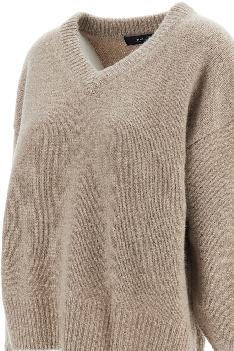 Arch4 Beige Estelle Chunky-Knit V-Neck Cashmere Sweater