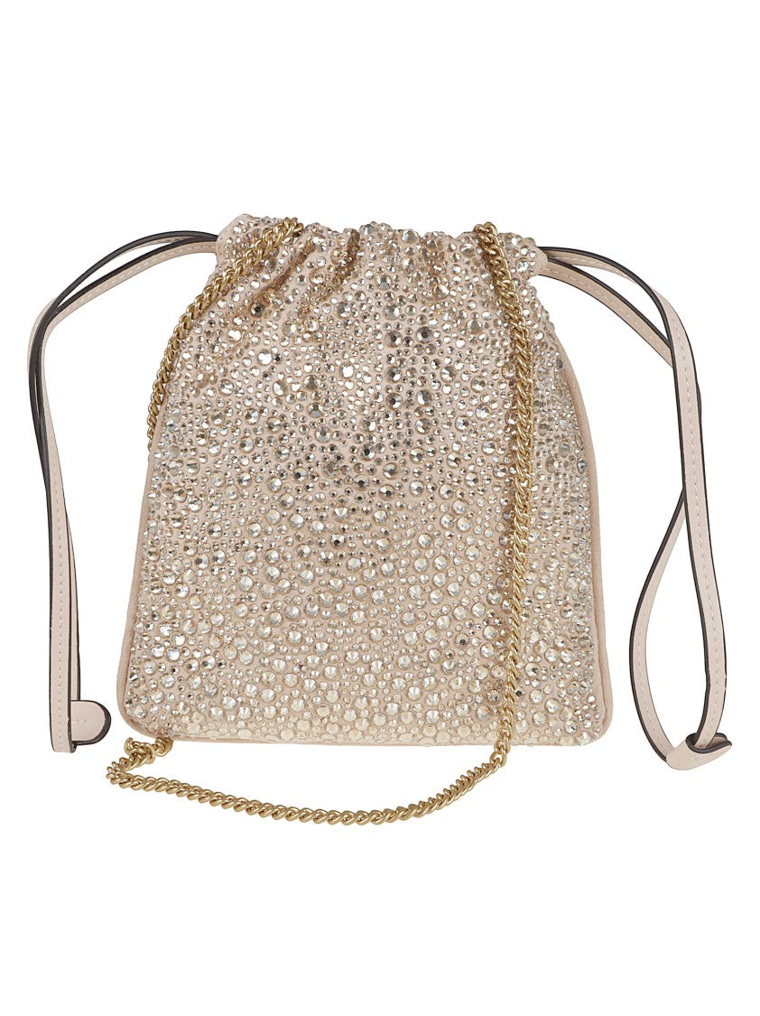 Pinko Rhinestone-Embellished Slouchy Drawstring Bag