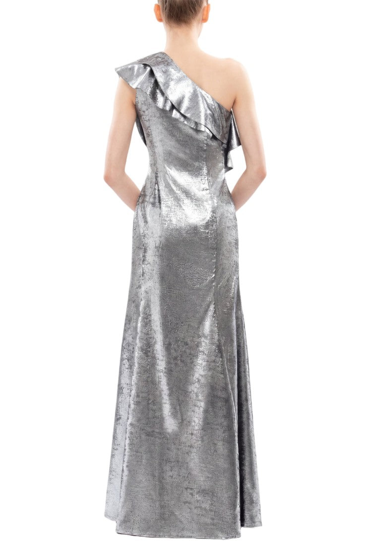 Saiid Kobeisy Embellished One-Shoulder Lamé Dress