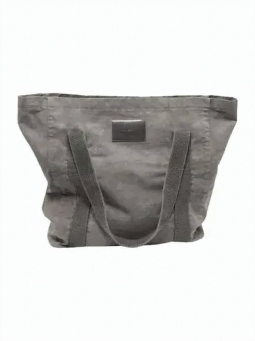 Our Legacy Spacious Grey Cotton Tote Bag With Textured Surface