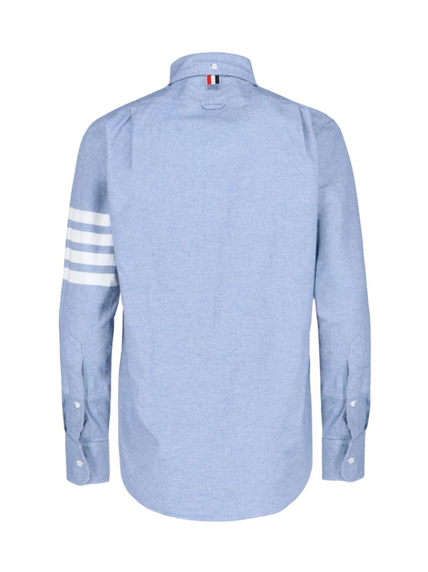 Thom Browne Light Blue Button-Down Shirt With Tricolor Tab