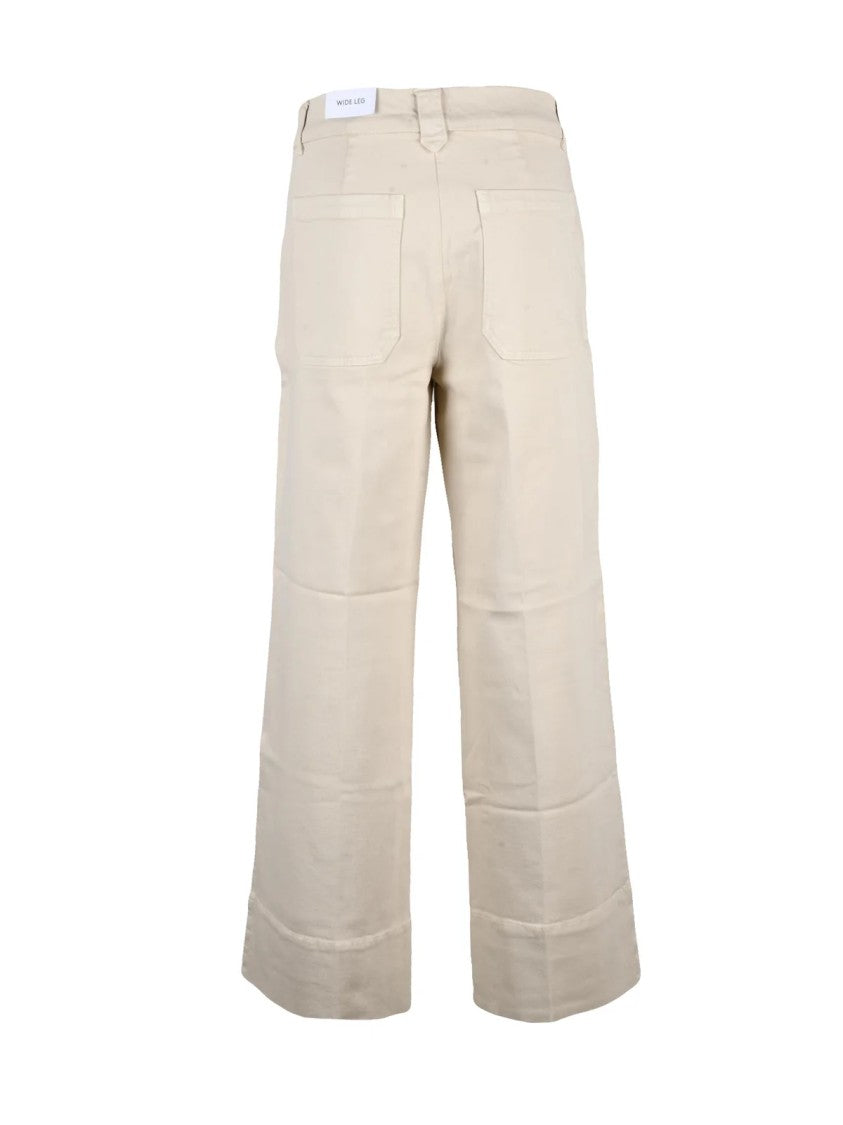 Marella Sport White High-Waisted Wide-Leg Jeans