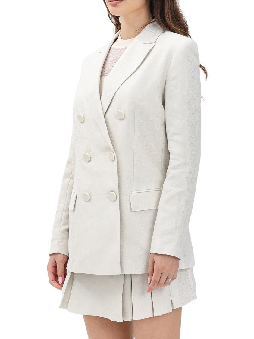 Armani Exchange White Cotton Polyester Double-Breasted Jacket