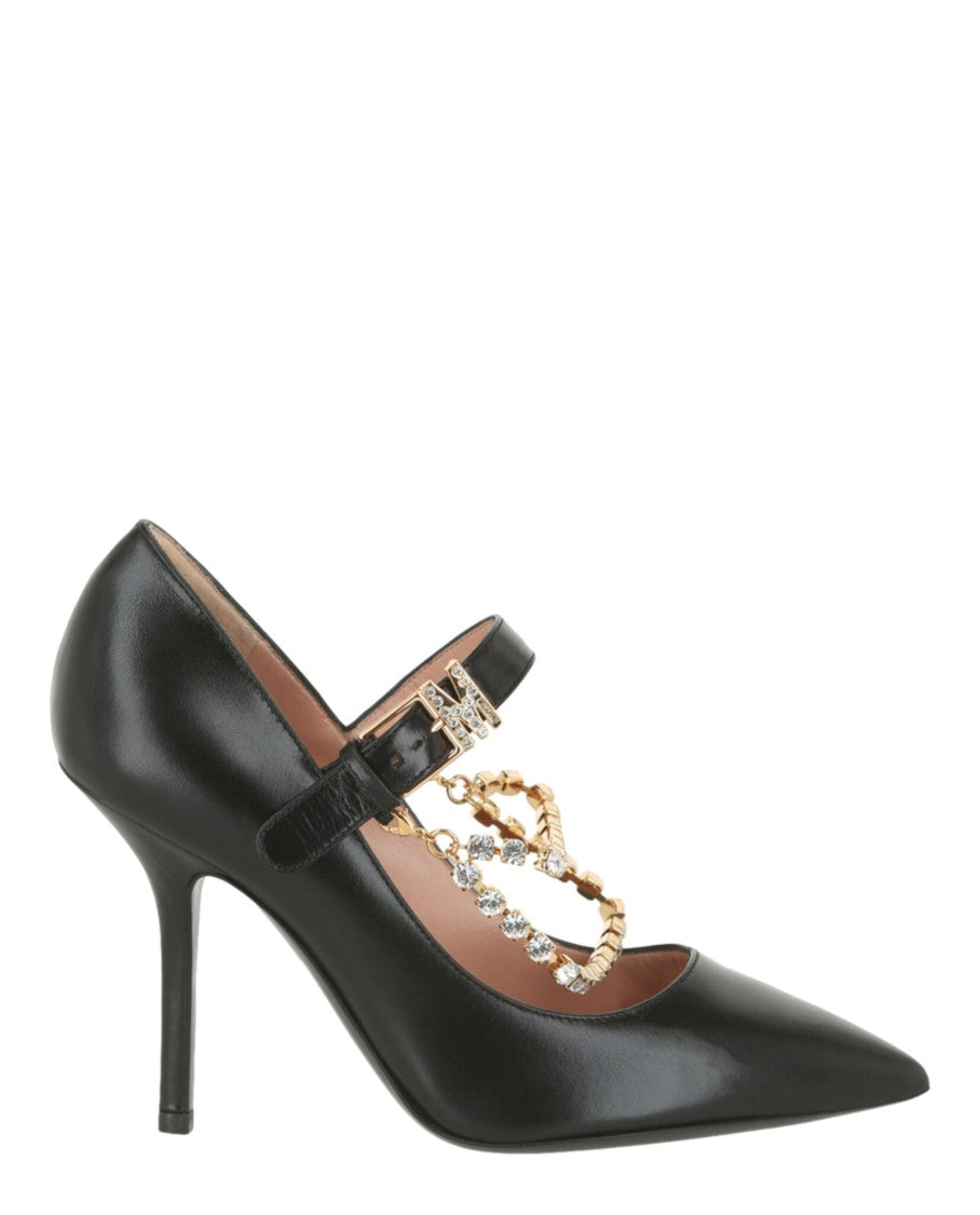 Moschino Rhinestone-Embellished Leather Pumps