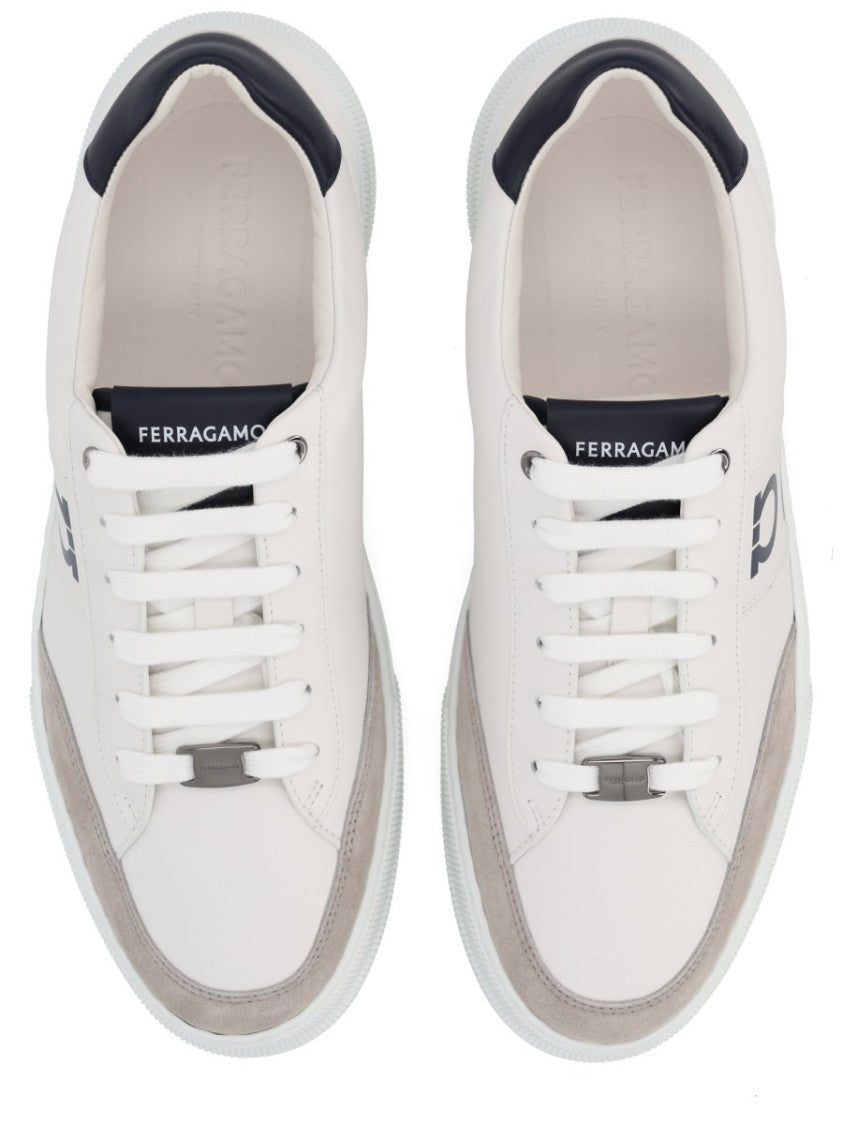 Ferragamo Gancini Suede Accent Low Sneakers