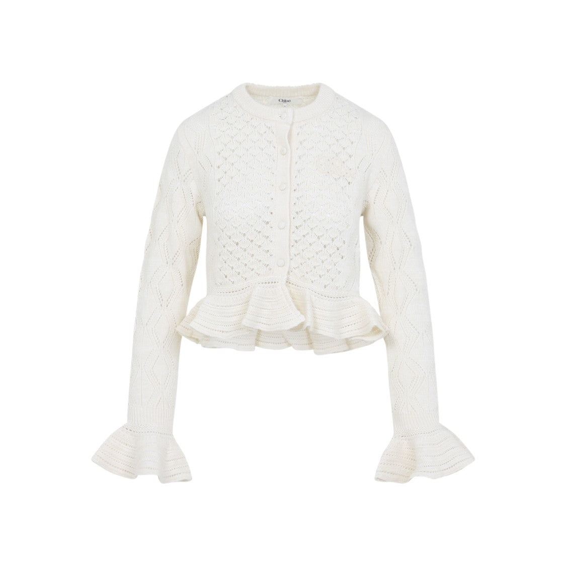 Chloé Cropped Sweater With Ruffled Peplum Hem