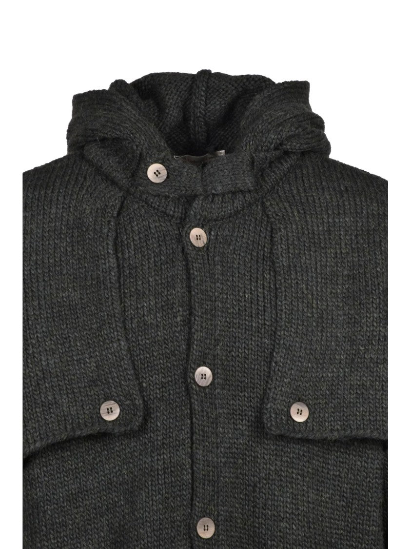 Cashmere Company P. Green Knit Wool-Blend Coat