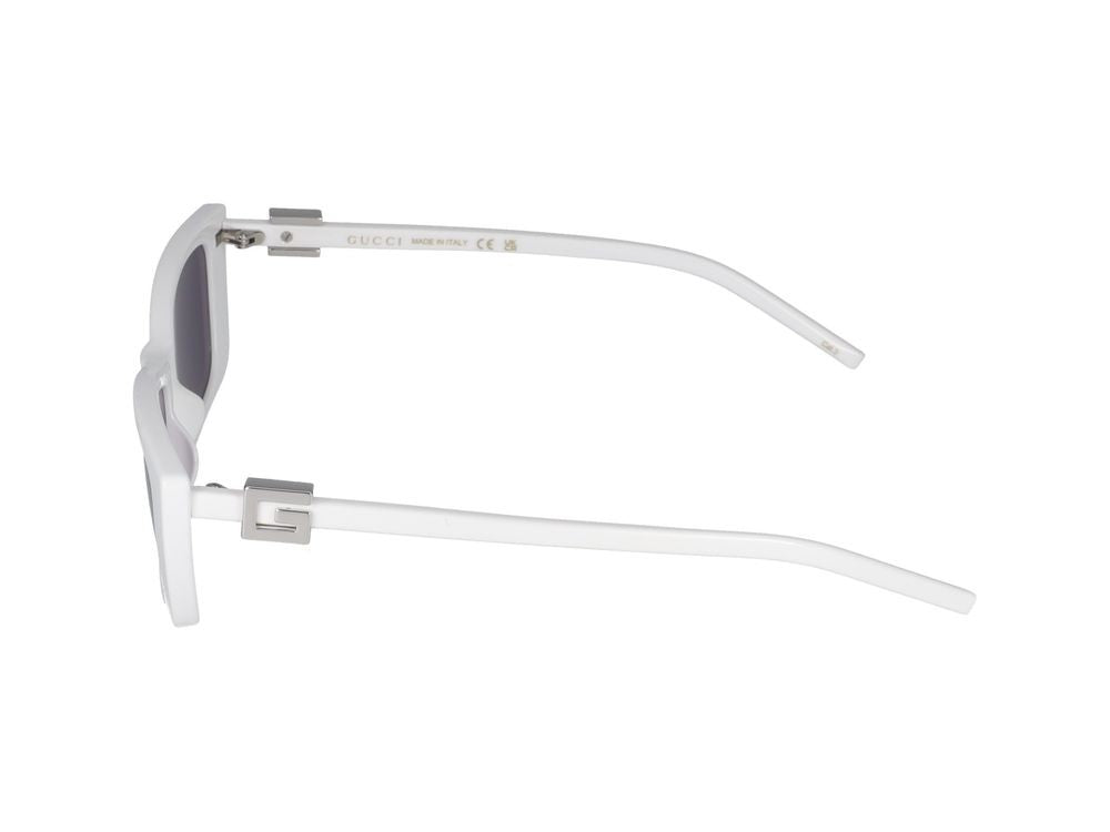 Gucci White Injected Dark Grey Rectangular Sunglasses