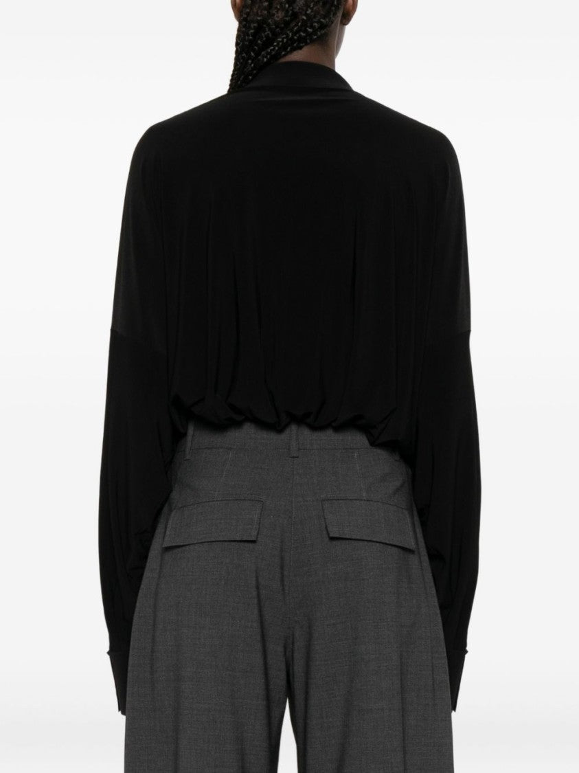 Norma Kamali Black Bodysuit With Deep V-Neckline