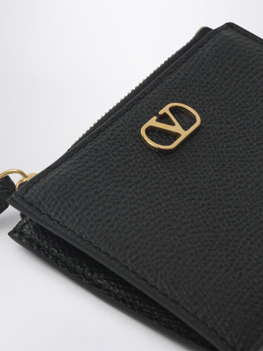 Valentino Black Vlogo Signature Textured Coin Case