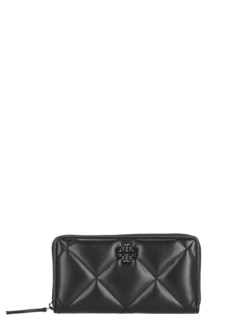 Tory Burch Black Kira Diamond Quilted Leather Wallet