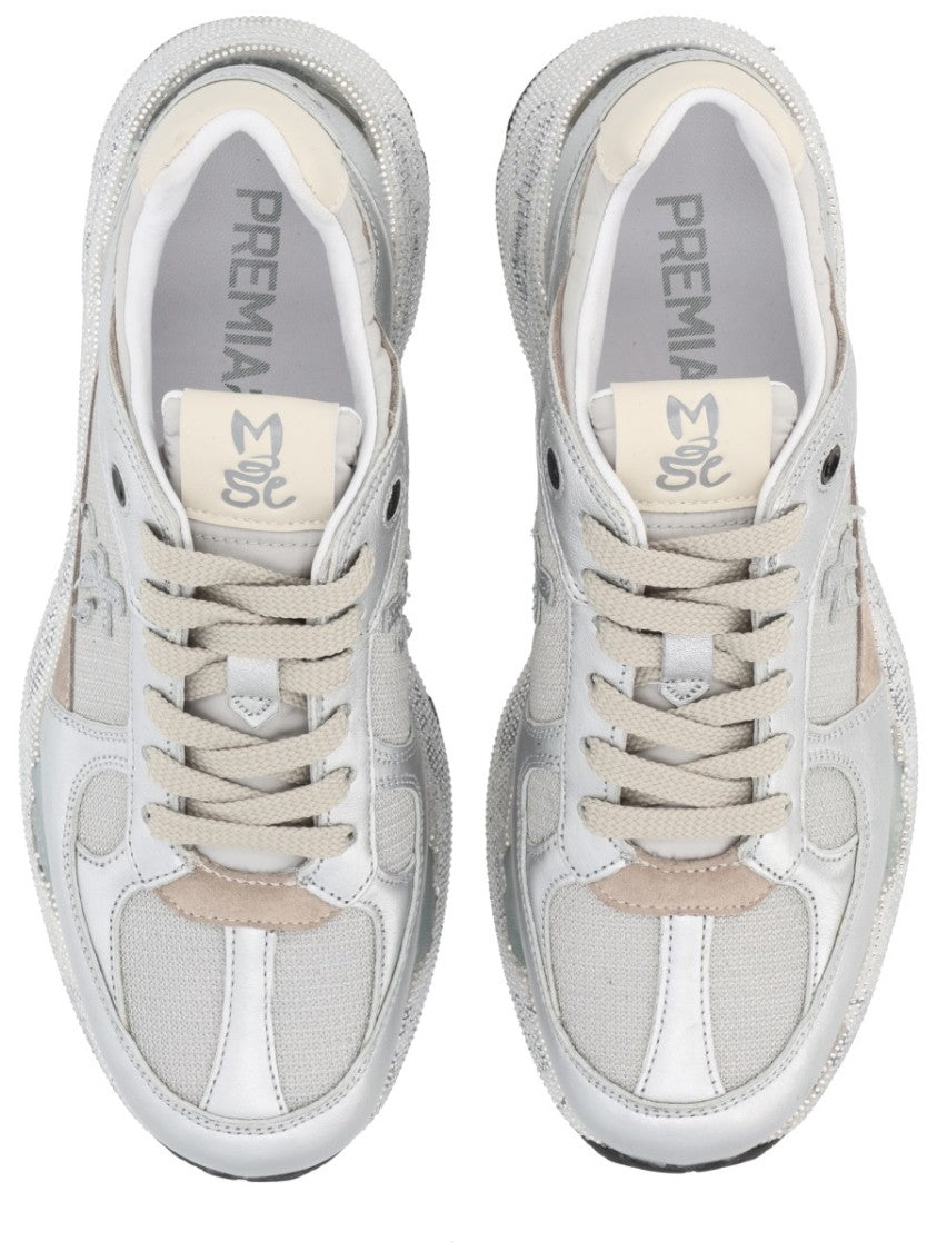 Premiata Chic Silver Sneakers With Textured Upper And Chunky Sole