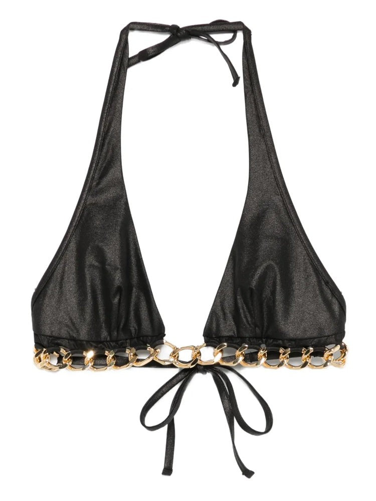 Agent Provocateur Black Axl Triangle Gold Chain Nylon Bikini Top