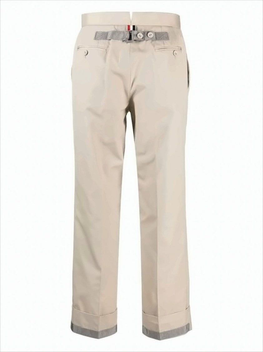 Thom Browne Tailored Straight-Leg Pants With Cuffed Hem