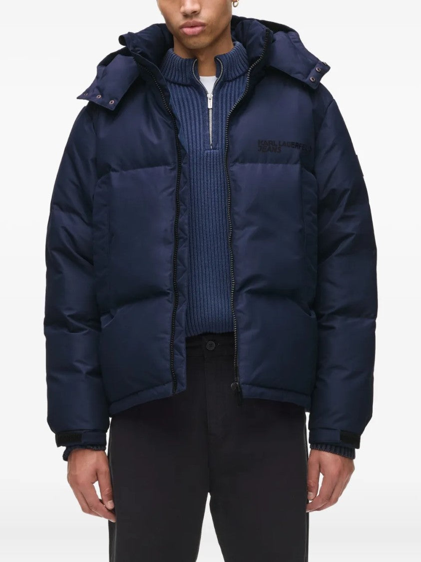 Karl Lagerfeld Black Structured Ribbed Details Jacket