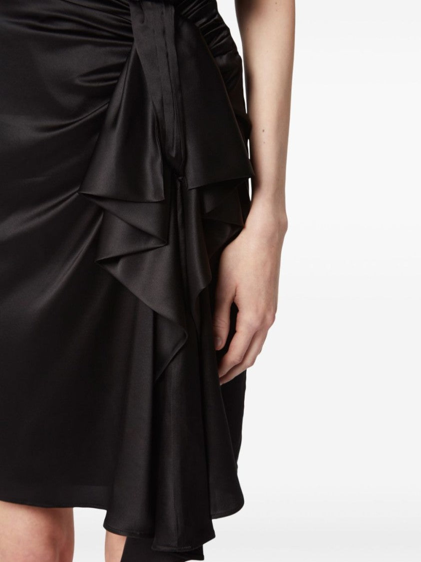 Nina Ricci Black Asymmetric Draped Bow Detail Skirt