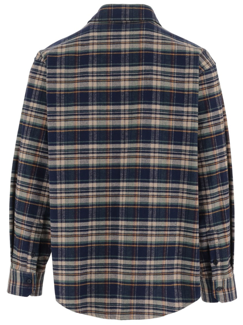 Darkpark Check Pattern Cotton Shirt With Classic Collar And Two Side Pockets