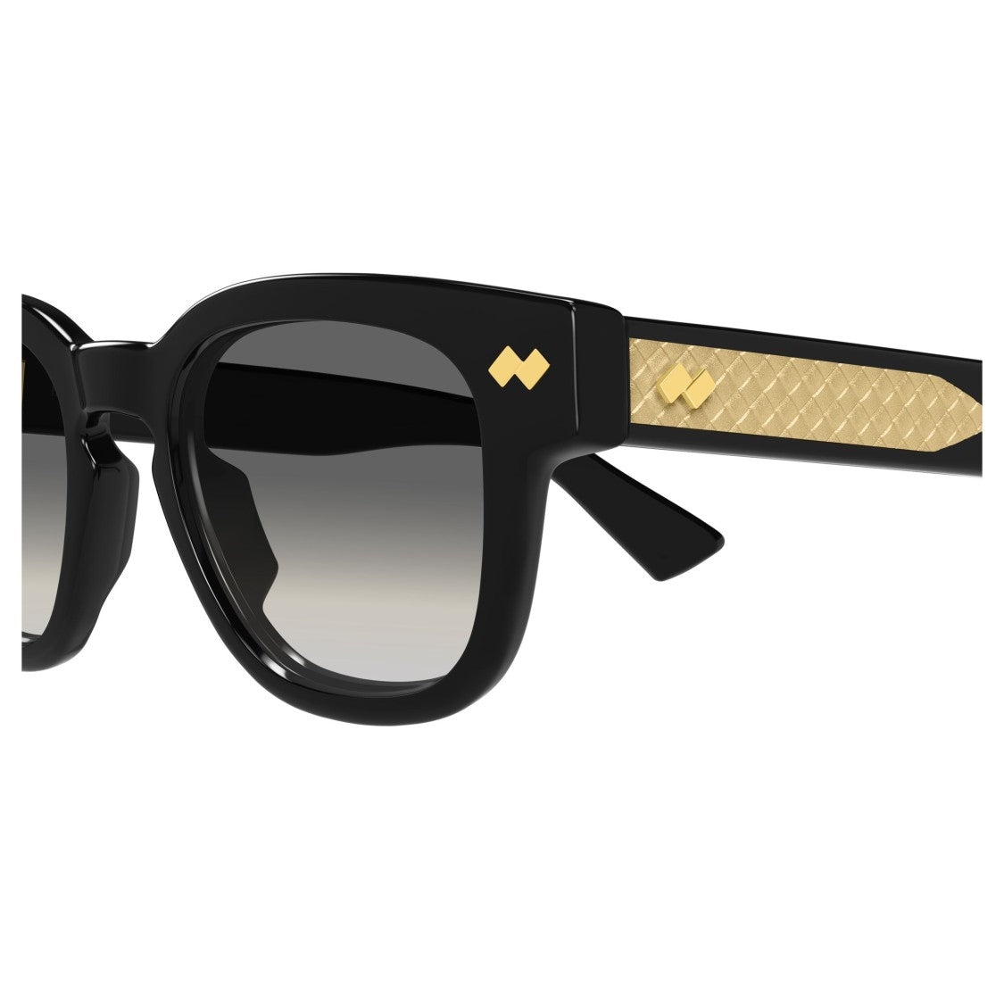Bottega Veneta Bv1441s Square-Frame Sunglasses With Gold-Accented Temples