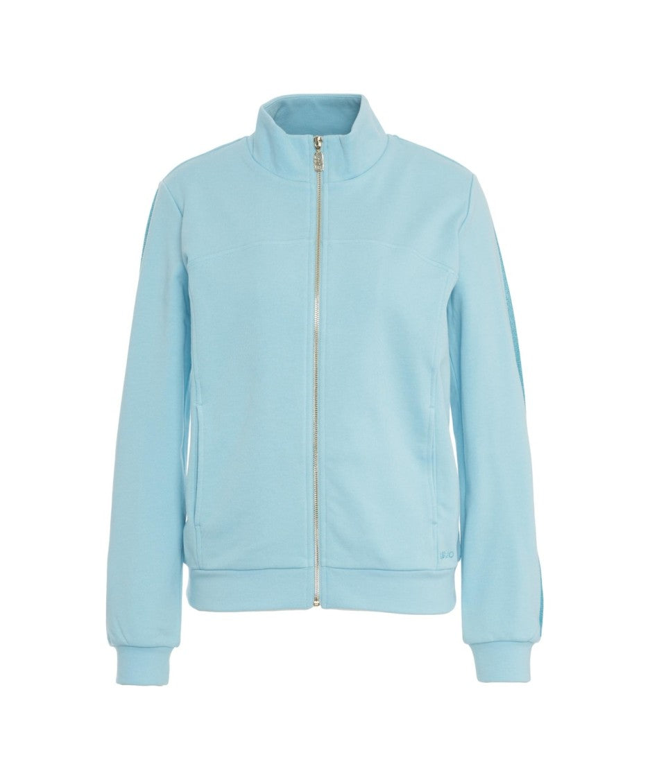 Liu Jo Blue Sweatshirt With Rhinestone Embellishments