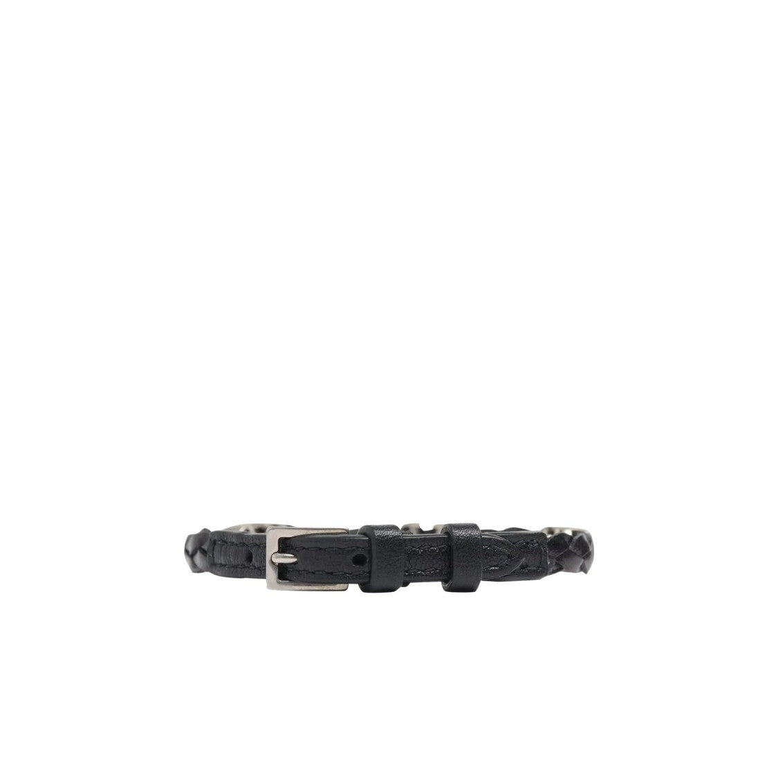 Valentino Garavani Braided Leather Bracelet With Signature V Logo Plaque