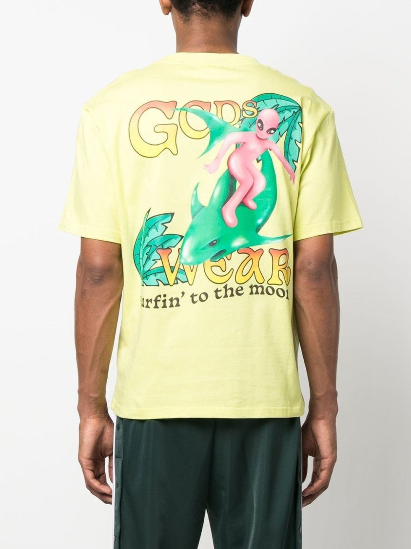 Gcds Yellow Surfing Wirdo Cotton T-Shirt