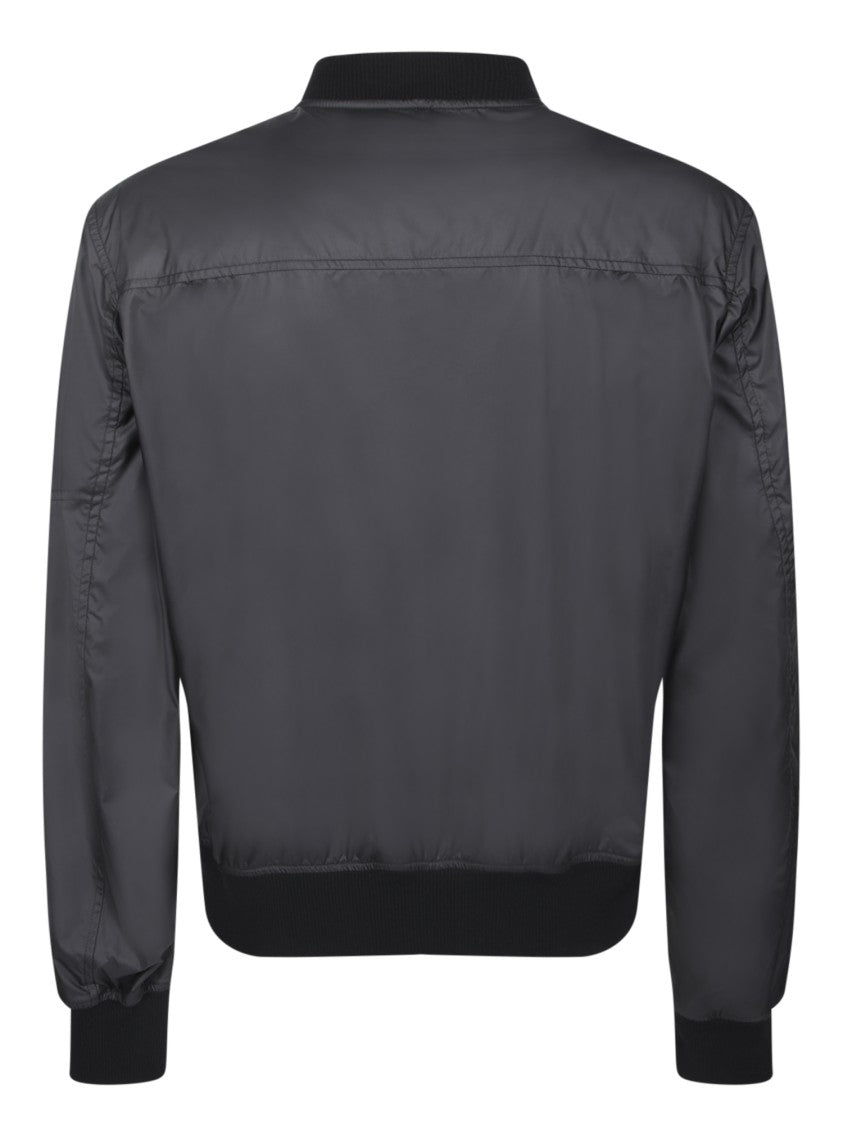 Dolce & Gabbana Black Nylon Jacket With Ribbed Detailing