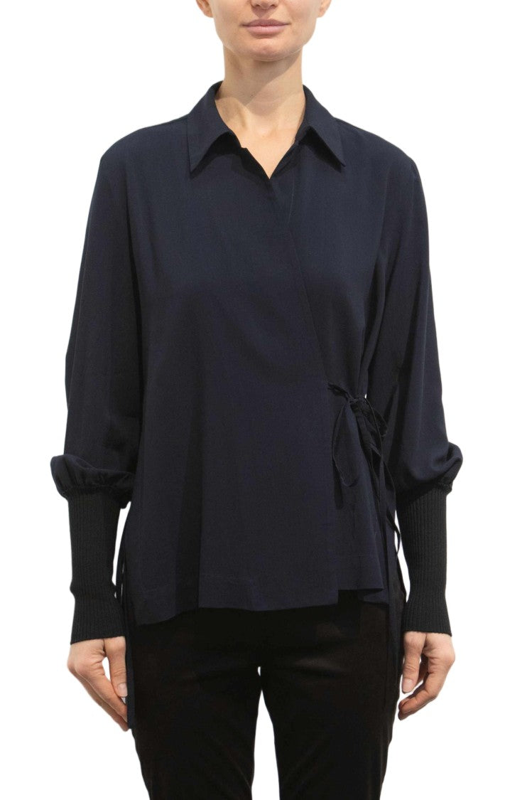 Pier Antonio Gaspari Kimono Side-Tie Wrap Blouse