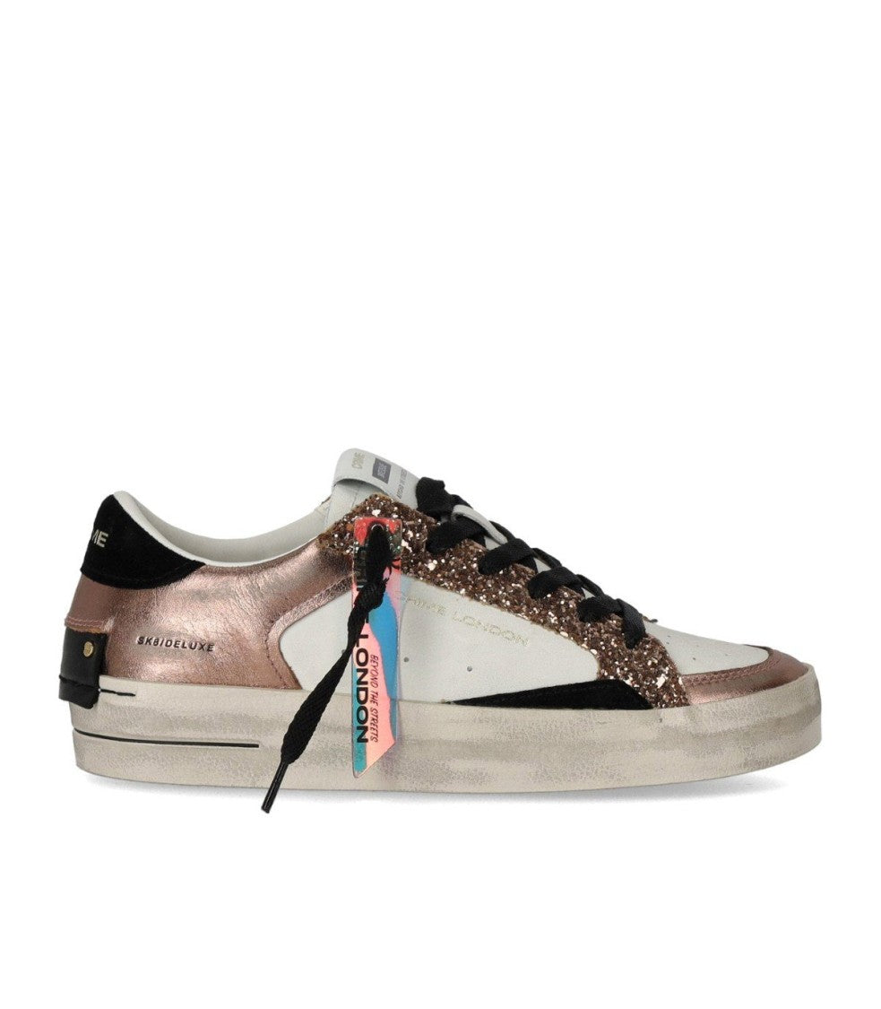 Crime London Sk8 Deluxe Low-Top Sneakers With Metallic Bronze Accents