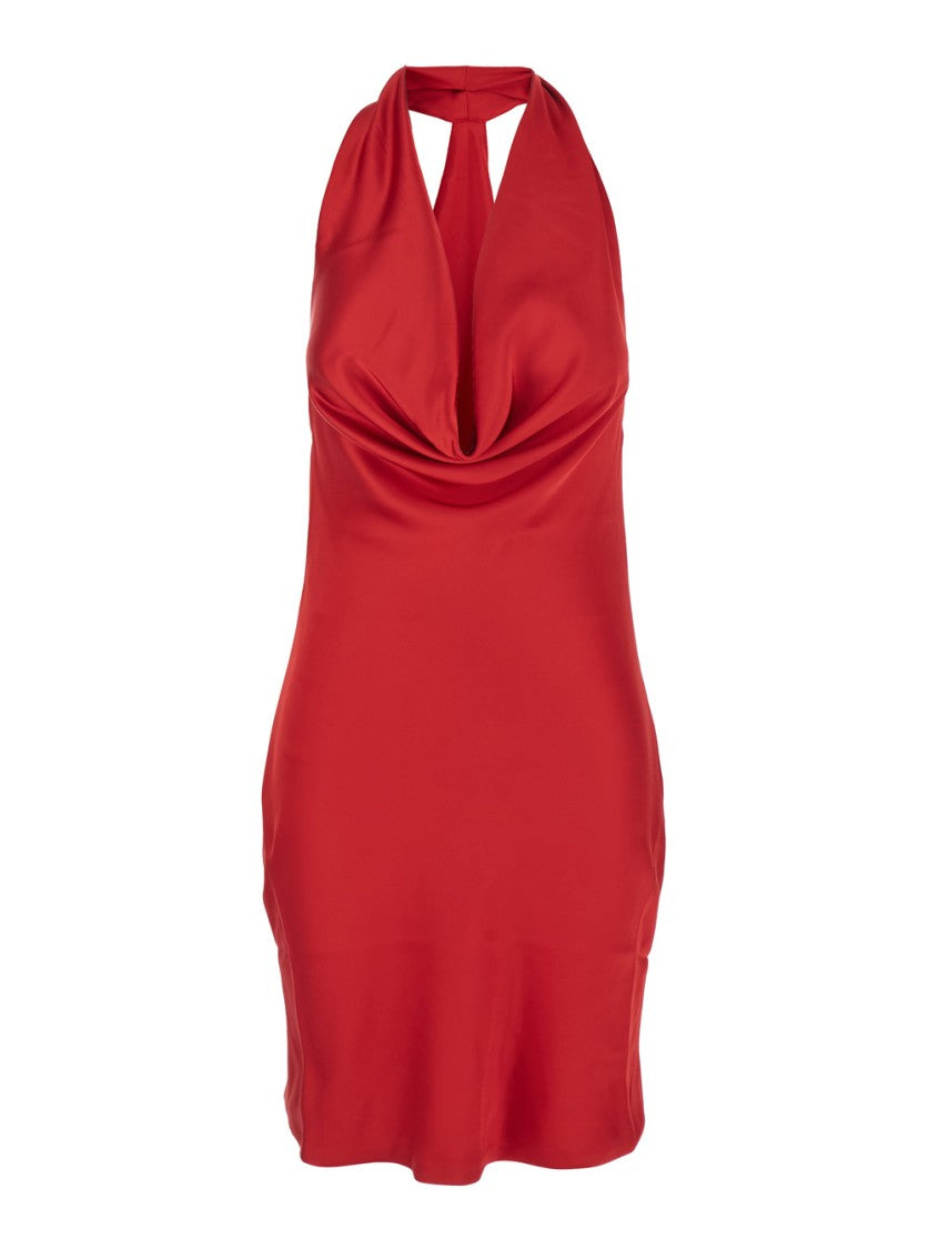 Norma Kamali Halter Drape Mini Dress