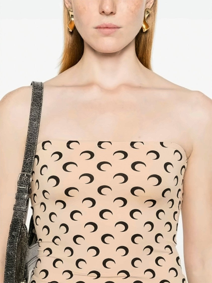 Marine Serre Crescent Moon Patterned Strapless Fitted Top