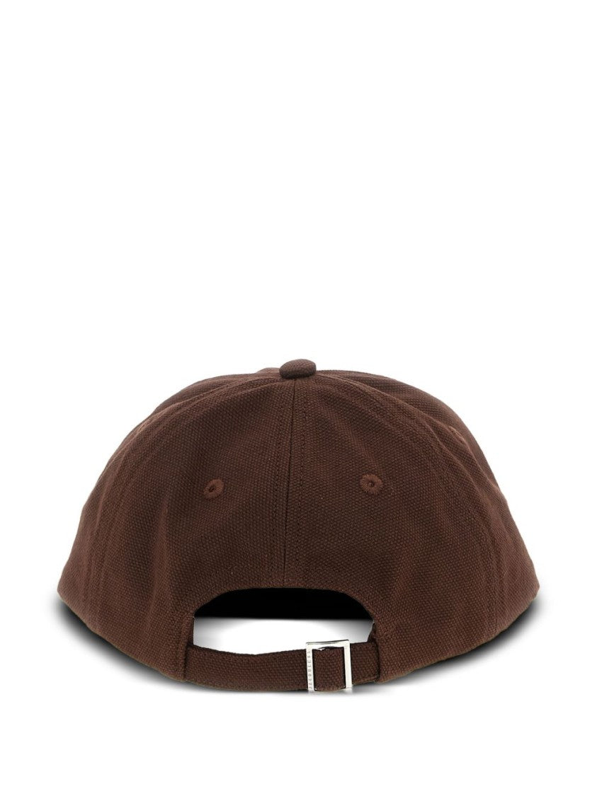 Jacquemus Brown Frayed Edge Silver Logo Hat