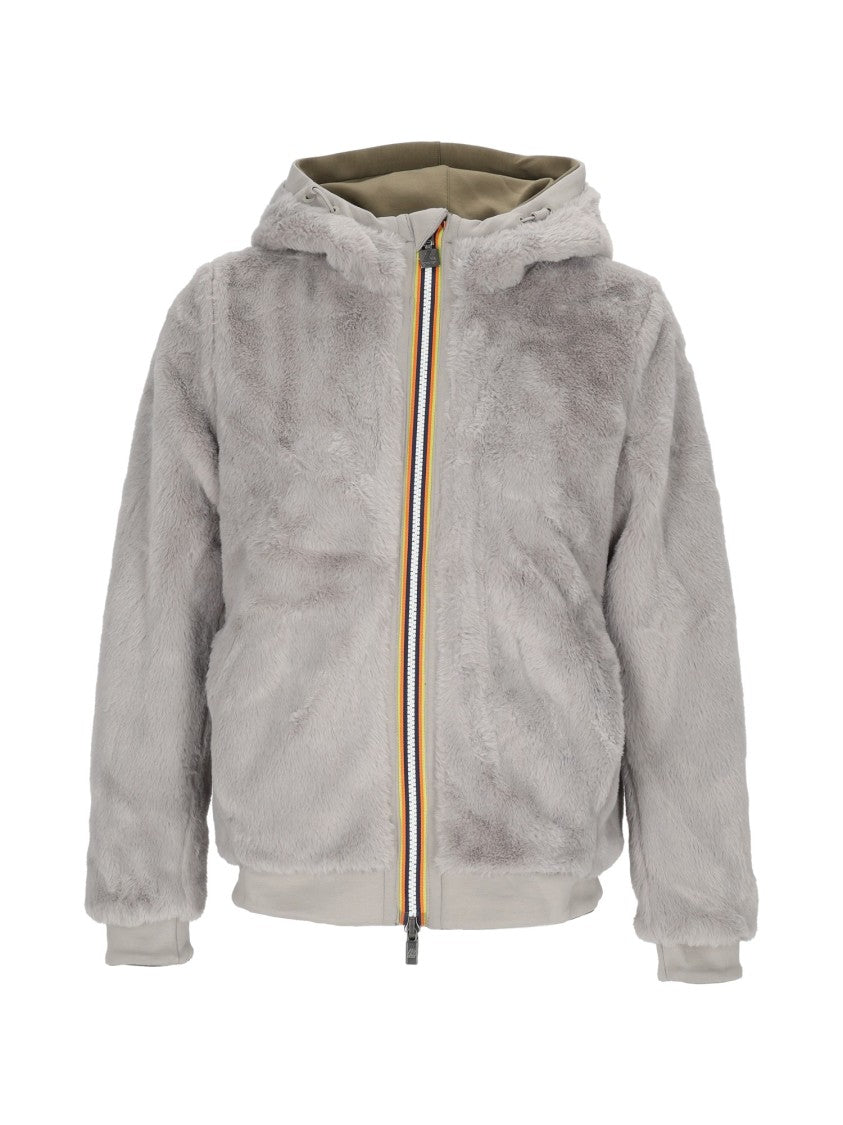 K-Way Reversible Brown Faux Fur Double Giacca With Hood