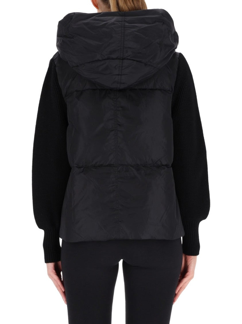 Canada Goose Quilted Black Hoodie With Knit Sleeves