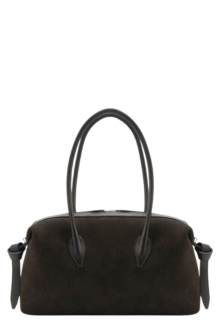 Yuzefi Brioche Duffle Bag With Suede-Like Texture And Silver Accents