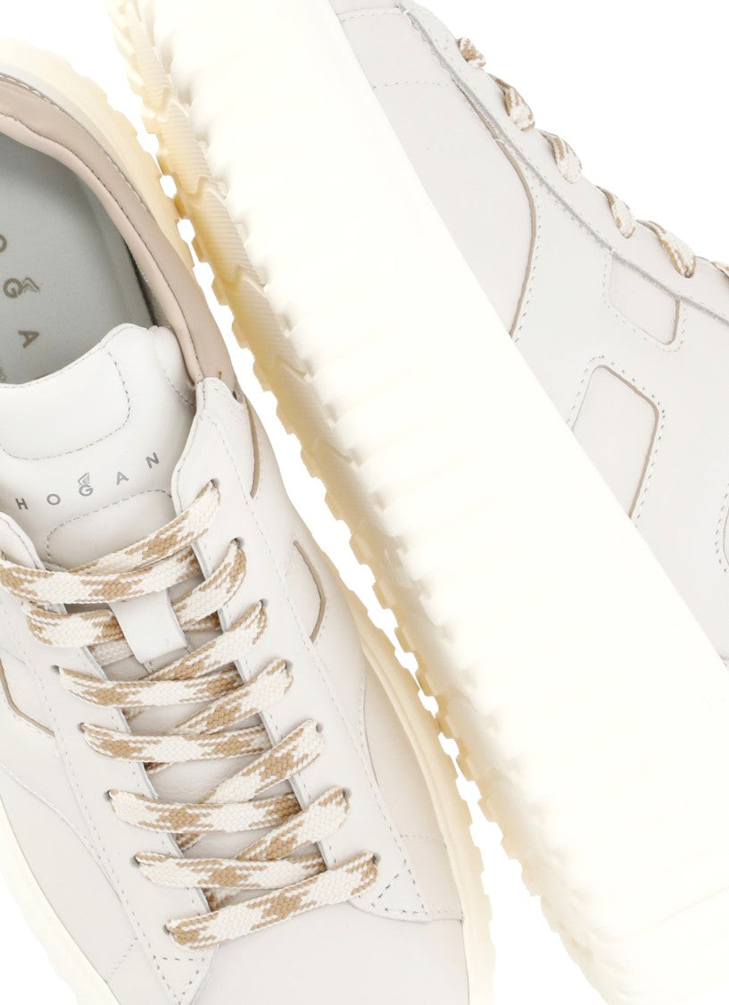 Hogan Ivory H-Stripes Leather Sneakers